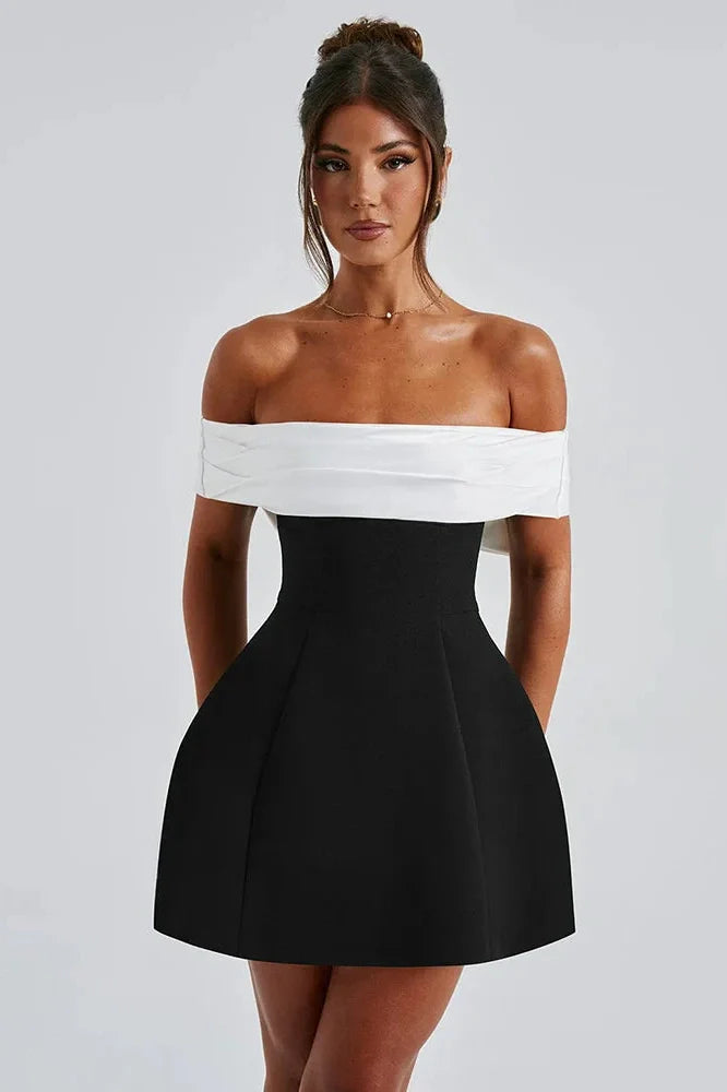 Backless Off-Shoulder Strapless Sleeveless A-line Mini Dress