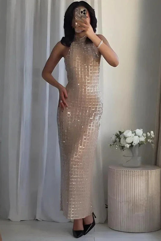 Elegant Sleeveless Slim Backless Maxi Dress
