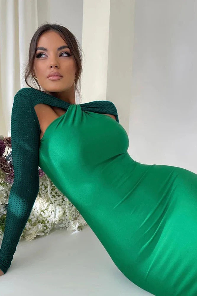 Hollow Out Long Sleeve Bodycon Maxi Dress