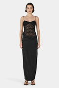 Lace Spaghetti Strap Backless High Slit Sleeveless Maxi Dress