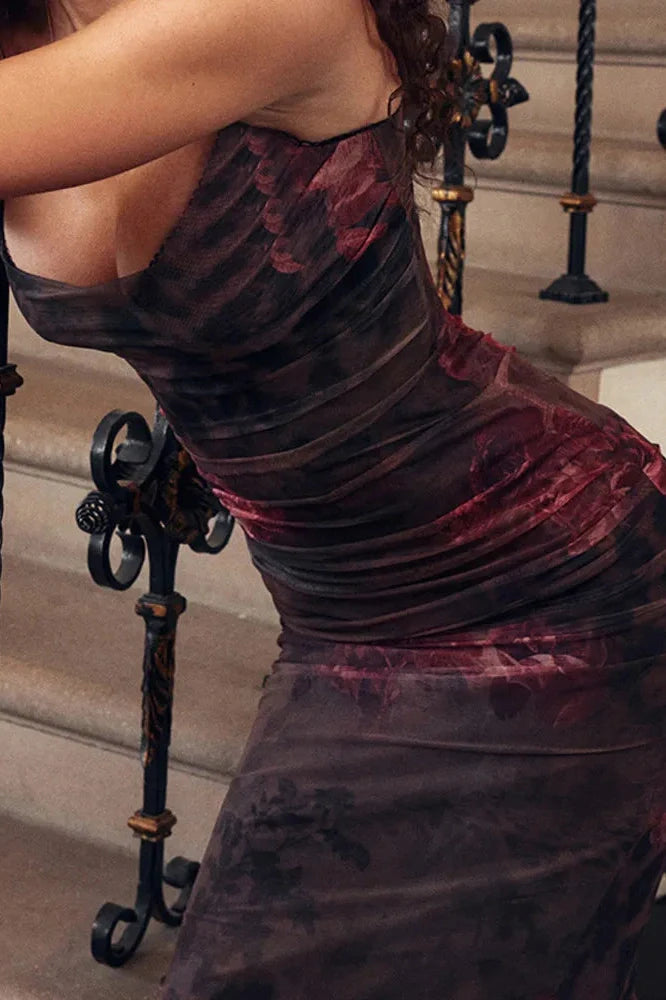 Elegant Spaghetti Strap Sleeveless Backless Maxi Dress