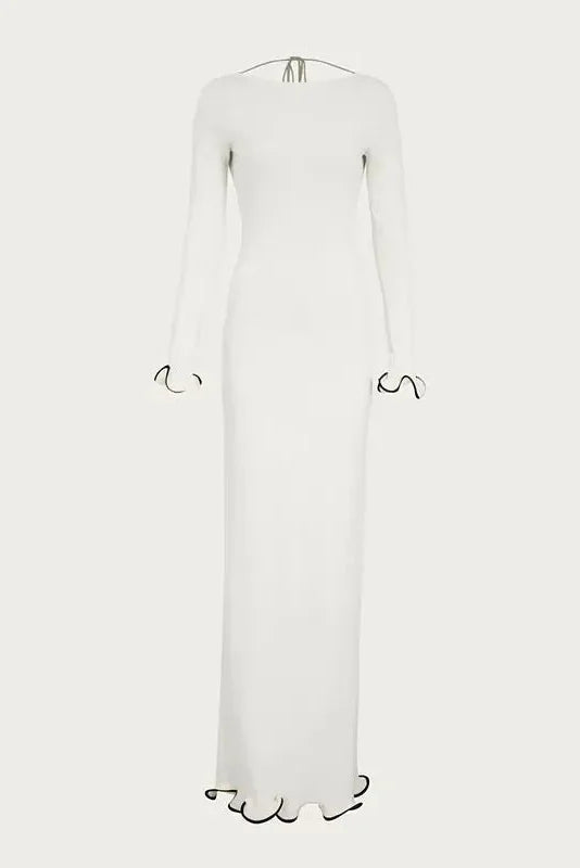 Backless Knitted Flare Sleeve Bodycon Midi Dress