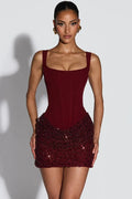 Square Collar Sleeveless Backless High Waist Mini Dress