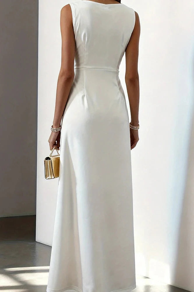 Hollow Out O-Neck Sleeveless High Waist Maxi Dress