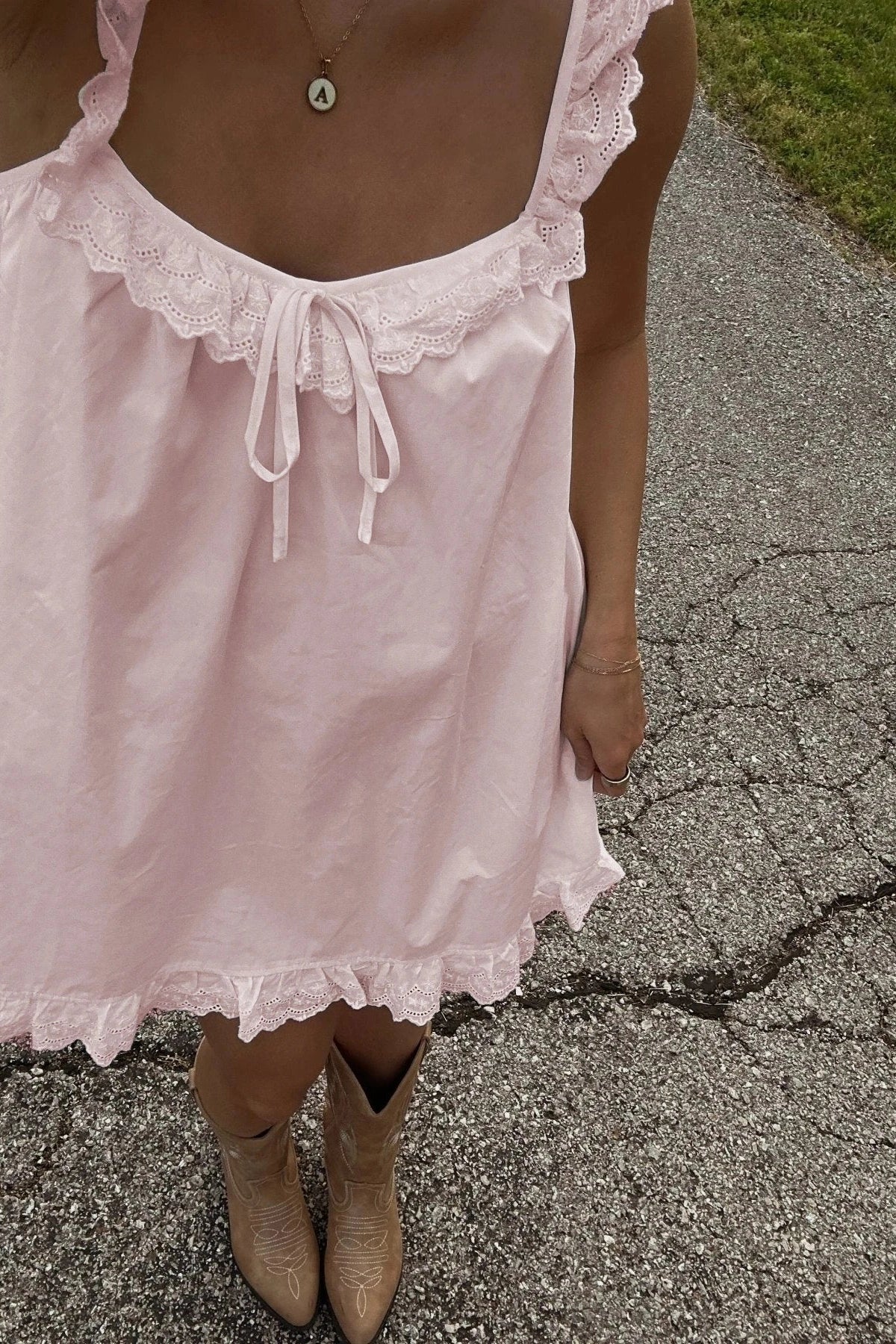 Backless Lace-Up Loose Pleated Sleeveless Mini Dress