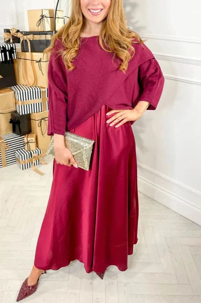 Elegant O-Neck Knitted Maxi Dress