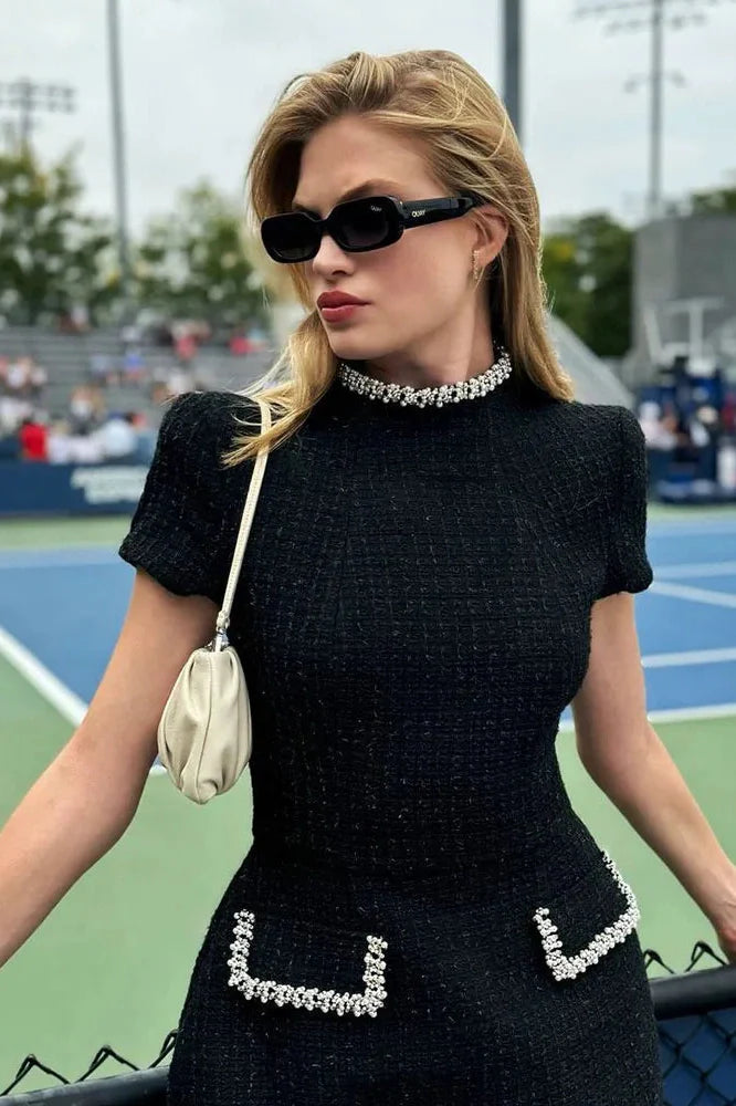 Round Neck Short Sleeve Bodycon Patchwork Mini Dress
