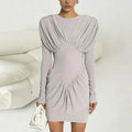 Patchwork High Waisted Long Sleeve Mini Dress