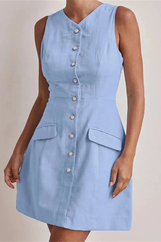 Patchwork Sleeveless Mini Dress