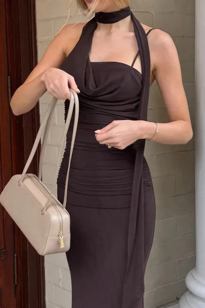 Off-Shoulder Strapless Sleeveless Backless Bodycon Maxi Dress