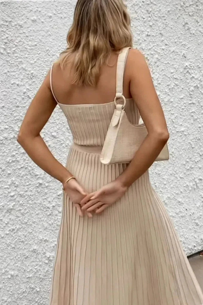 Patchwork High Waist Backless Maxi Dress