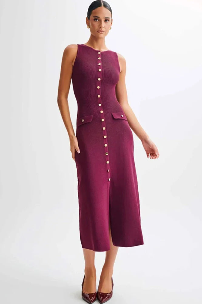 High Waist Slim Sleeveless Maxi Dress