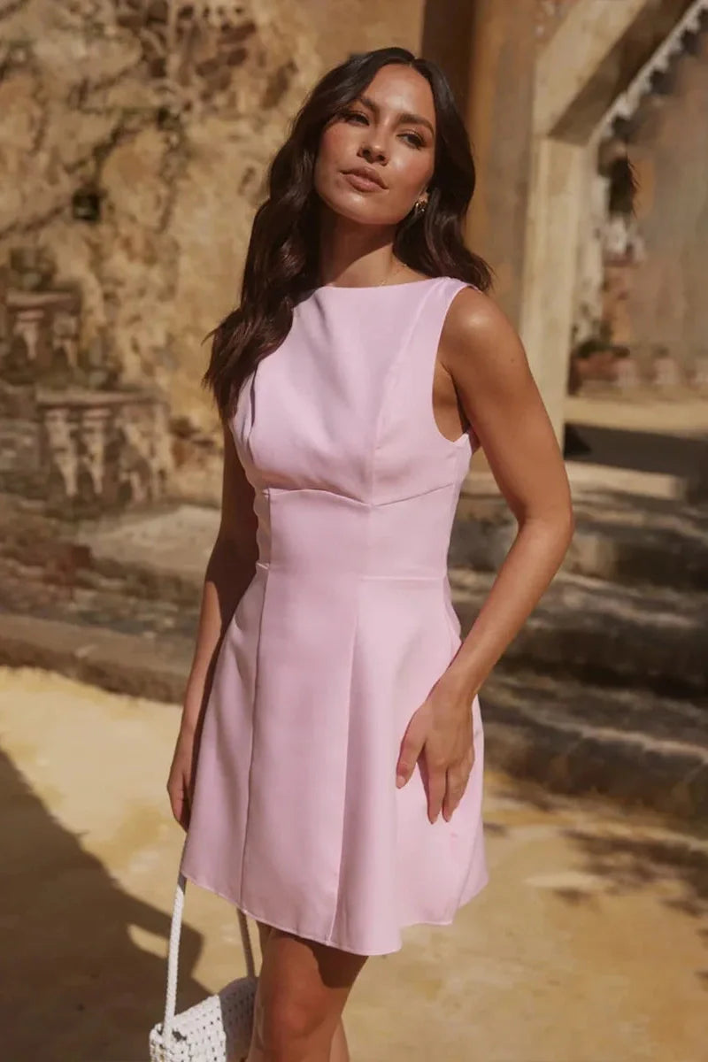 Elegant Sleeveless Backless Slim High-Waisted Mini Dress
