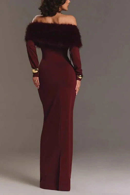 Off-Shoulder High Waist Slim Maxi Dress