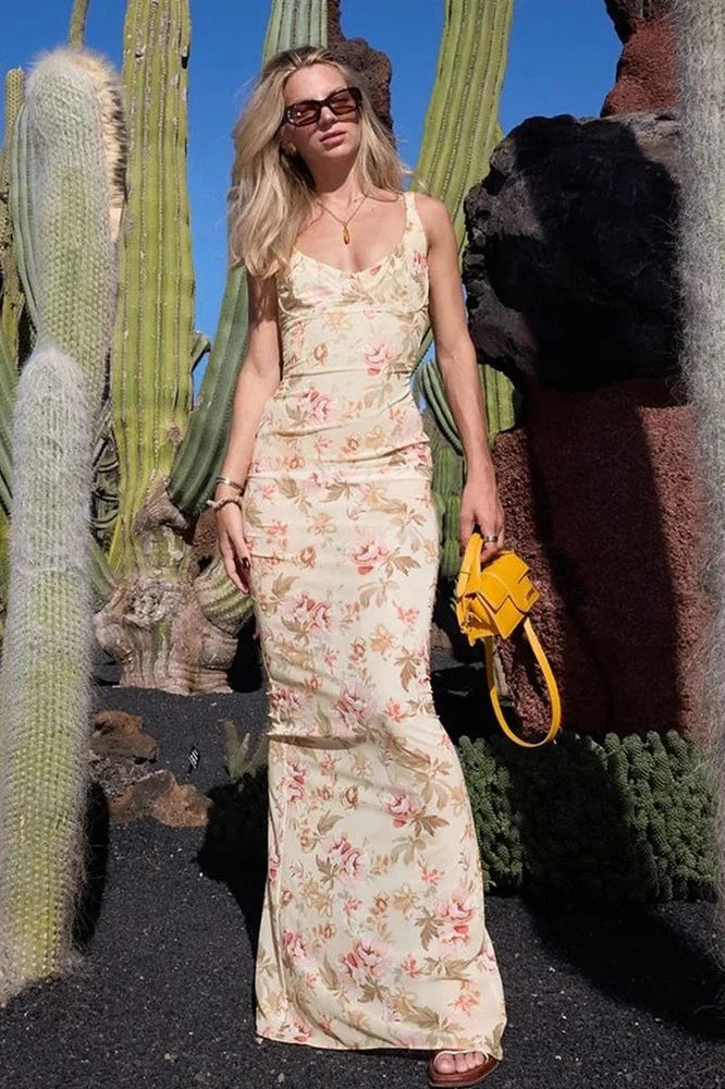 Elegant Printed Sleeveless Maxi Dress