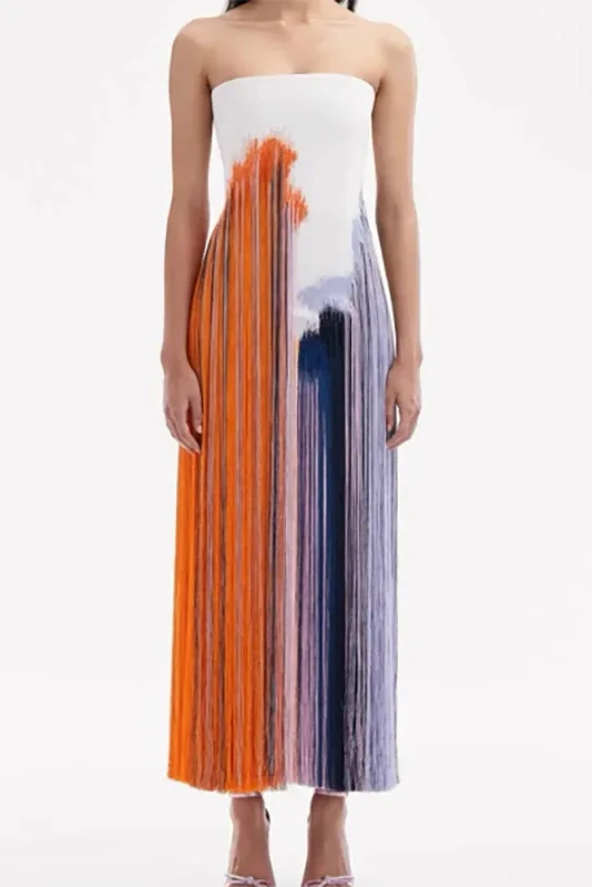 Printed Sleeveless Backless High Waist Split Maxi Dress