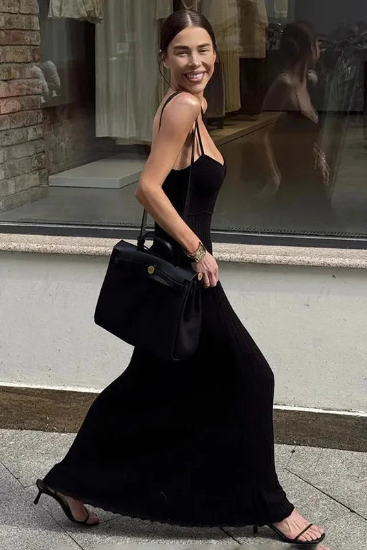 Elegant Knitted Slim High Waist Maxi Dress