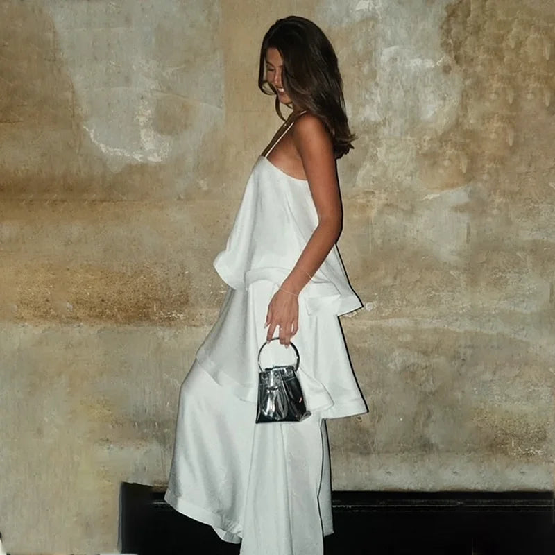 Sleeveless A-Line Pleated Loose Maxi Dress