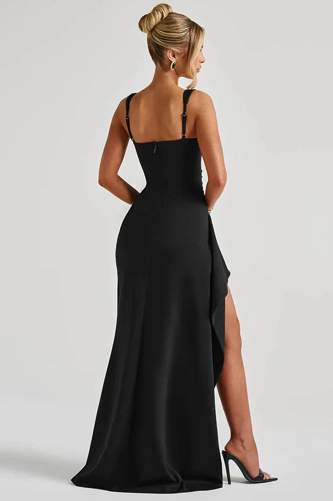 Backless Spaghetti Strap Sleeveless High Split Maxi Dress