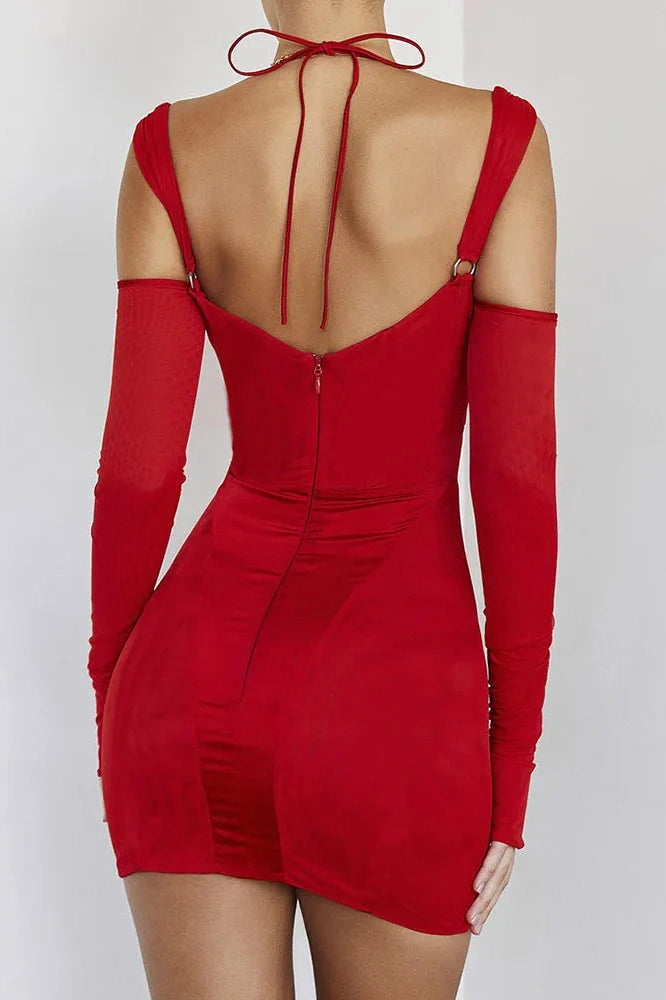 Hollow Out Elegant Spaghetti Strap Backless Mini Dress
