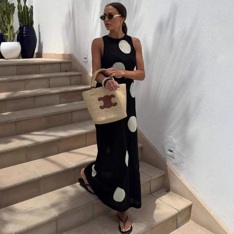 See-Through O-Neck Sleeveless Maxi Dress