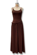 Elegant Slim Pleated High Waist Sleeveless Maxi Dress