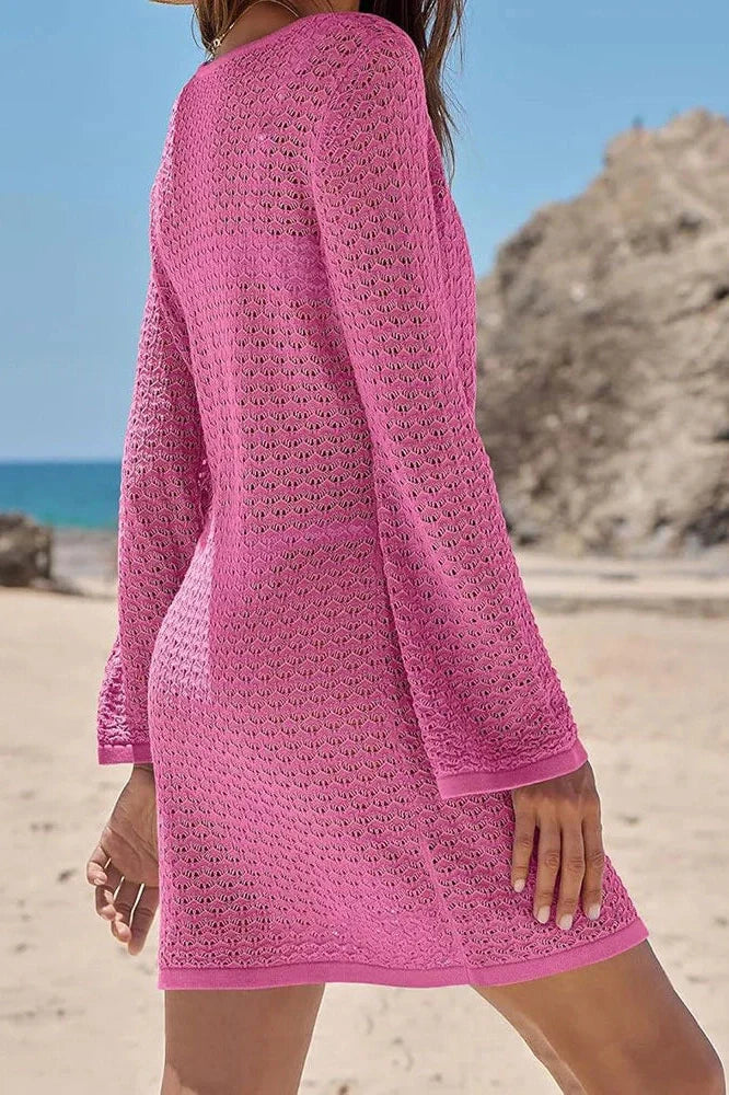 Hollow Out Lace-Up Mini Dress