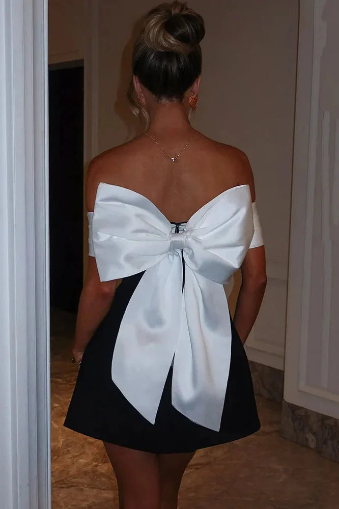 Backless Off-Shoulder Strapless Sleeveless A-line Mini Dress
