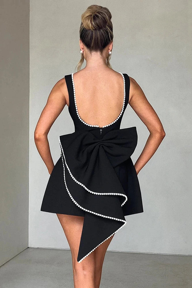Backless Zipper Sleeveless High Waist A-line Mini Dress