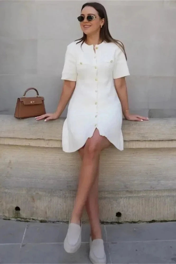 Short Sleeve Patchwork Loose Mini Dress