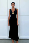 Elegant Deep V Neck Sleeveless Slim Fit Maxi Dress
