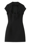 Patchwork High Waist Short Sleeve Mini Dress