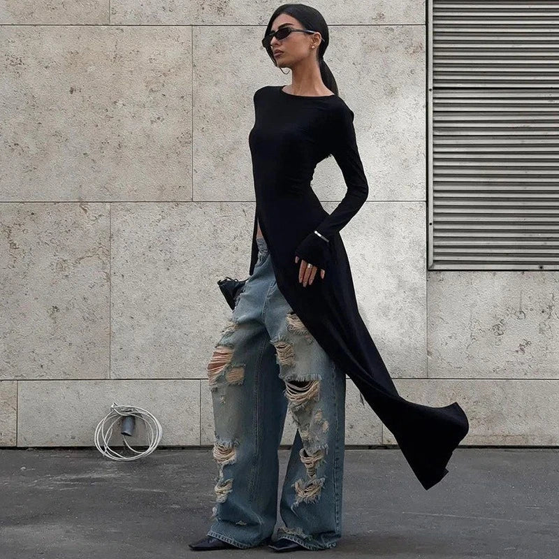 Long Sleeves High Waist Maxi Dress
