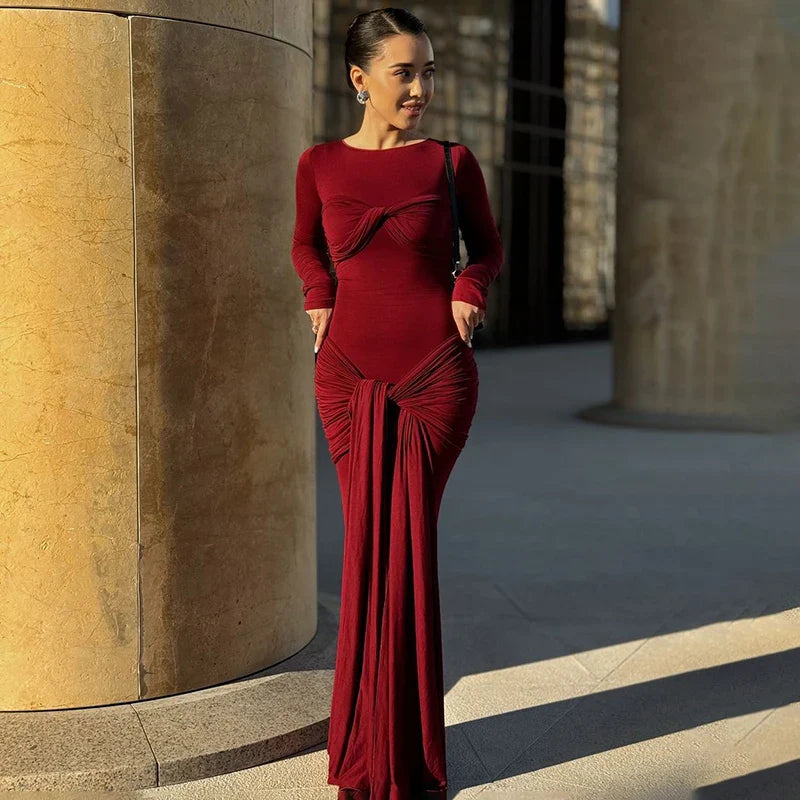 Elegant Long Sleeve Bodycon Maxi Dress