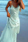 U Neck Backless Sleeveless High Waist Maxi Dress