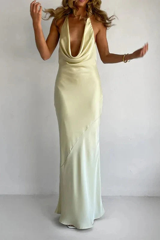 Hollow Out Backless High Waist Slim Maxi Dress