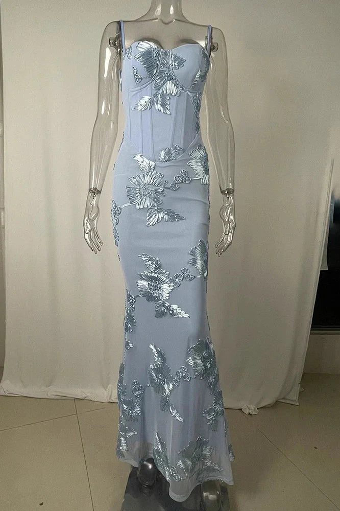 Spaghetti Strap Backless Sleeveless Bodycon Maxi Dress