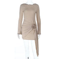 Long Sleeve O Neck Slim Mini Dress
