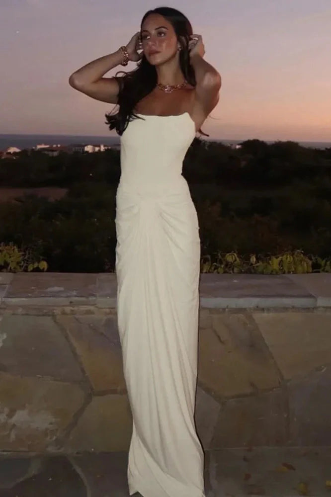 Off-Shoulder Strapless Sleeveless Backless Bodycon Maxi Dress