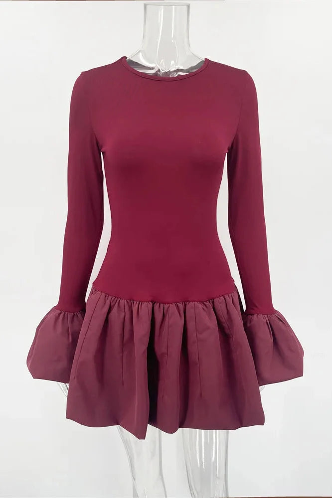 Patchwork High Waist Slim Bodycon Mini Dress