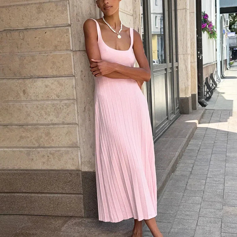 Elegant Patchwork Backless Maxi Dress