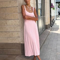 Elegant Patchwork Backless Maxi Dress