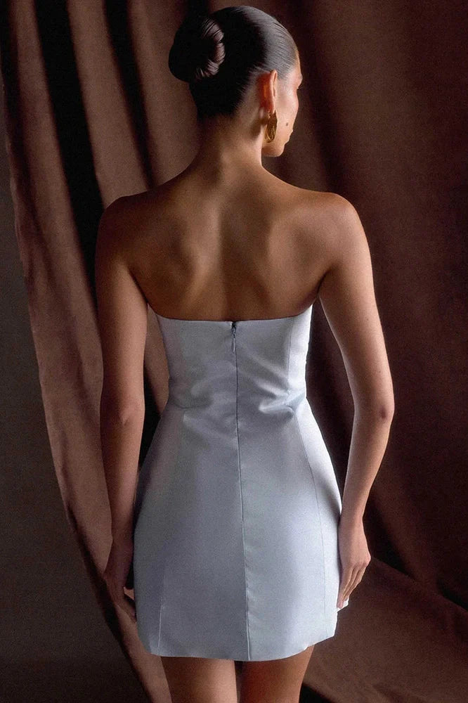 Off-Shoulder Strapless Zipper Sleeveless Backless Bodycon Mini Dress
