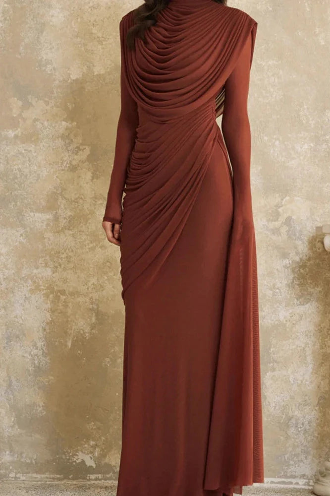Elegant Long Sleeve Slim Maxi Dress