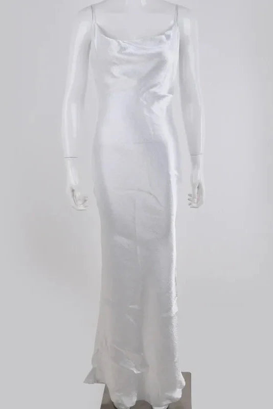 Elegant Spaghetti Strap Sleeveless Backless Maxi Dress