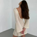 Hollow Out Long Sleeve Backless Mini Dress