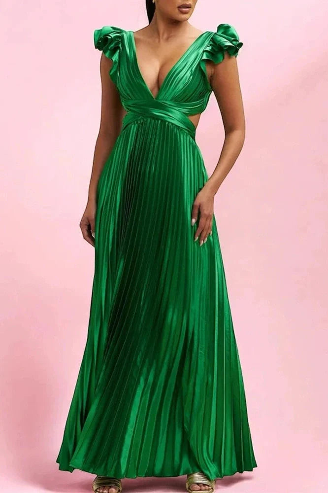 Elegant Hollow Out Backless Sleeveless High Waist Maxi Dress