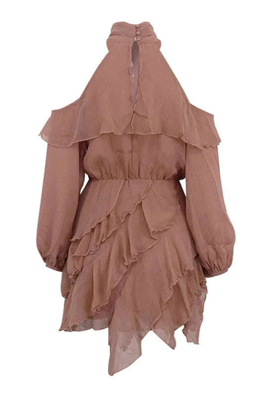Long Sleeve Off-Shoulder High Waist Mini Dress