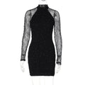 Lace See Through Long Sleeve Mini Dress