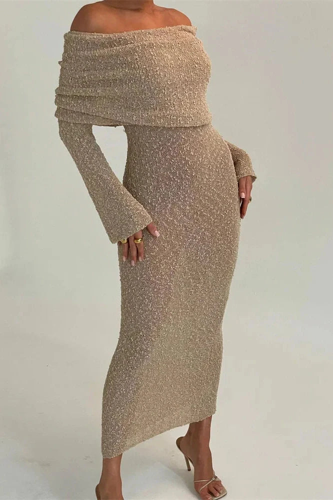 Hollow Out Patchwork High Waist Maxi Dress